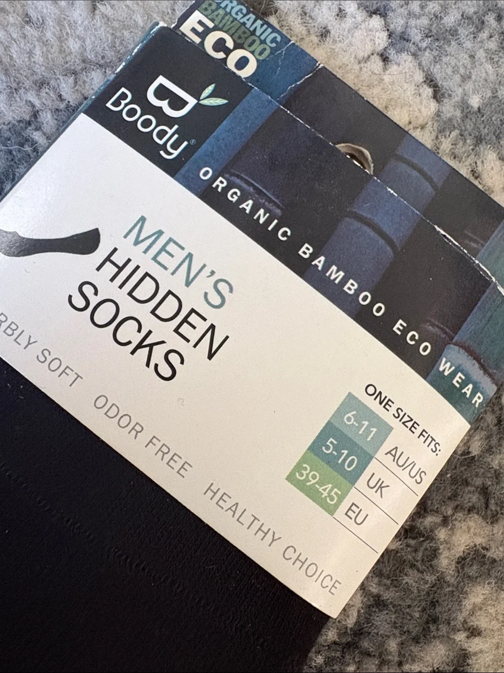 BOODY Men’s Hidden Low-Cut Socks organic bamboo Eco wear— Black (2-Pack)